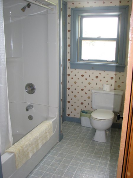 Bathroom in a warm oceanfront vacation home near Lunenburg Nova Scotia Canada